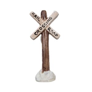 Jo Laine Vintage Christmas Village Railroad Crossings Sign Porcelain